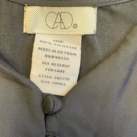 CAD vneck spaghetti strap button down black camisole top blouse size Small - Picture 3 of 6